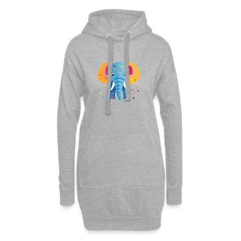 Bunter Elefantenkonfetti - Hoodie-Kleid - Grau meliert - Vorne