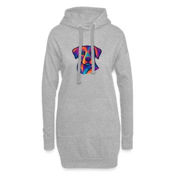 Portrait géométrique coloré de chien - Sweat-shirt à capuche long Femme - gris chiné - Devant