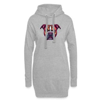 Neon Bulldog Kopf Illustration - Hoodie-Kleid - Grau meliert - Vorne