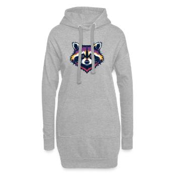 Neon Waschbär Kopf - Hoodie-Kleid - Grau meliert - Vorne