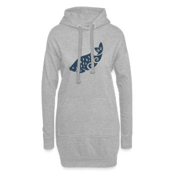 Wirbelfisch-Silhouette - Hoodie-Kleid - Grau meliert - Vorne