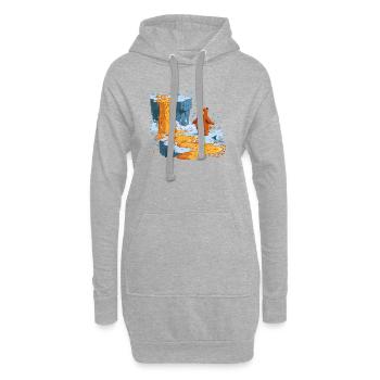 Bär am Lavastrom auf Eis - Hoodie-Kleid - Grau meliert - Vorne