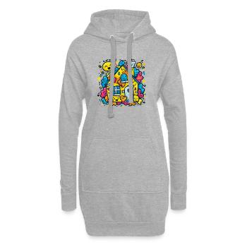 Éclaboussure de couleur de la maison riante - Sweat-shirt à capuche long Femme - gris chiné - Devant