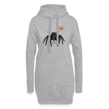 Araignée sauteuse avec le cœur - Sweat-shirt à capuche long Femme - gris chiné - Devant
