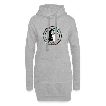 Schwarzer Pinguin in Mint-Brille 2026 - Hoodie-Kleid - Grau meliert - Vorne