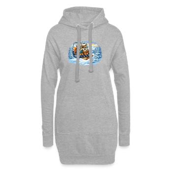 Eichhörnchen & Fuchs im Skilift – Winterspaß - Hoodie-Kleid - Grau meliert - Vorne