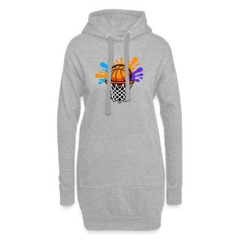 Basketball Splash Dunk Design graphique - Sweat-shirt à capuche long Femme - gris chiné - Devant