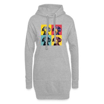 Pop Art Dackel-Quad - Hoodie-Kleid - Grau meliert - Vorne