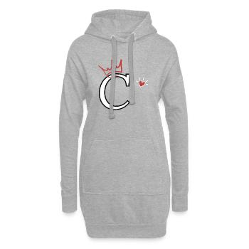 Lettre c couronne cœur  - Sweat-shirt à capuche long Femme - gris chiné - Devant
