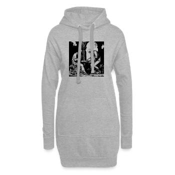Les squelettes jouent aux cartes - Sweat-shirt à capuche long Femme - gris chiné - Devant