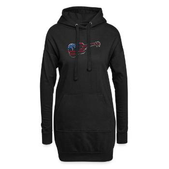 Ukulélé hawaïen Uke Drapeau américain - Sweat-shirt à capuche long Femme - noir - Devant
