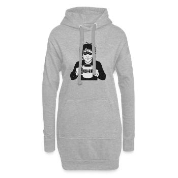 Koffeinheld: Kaffee-Liebe im Schwarzweiß - Hoodie-Kleid - Grau meliert - Vorne
