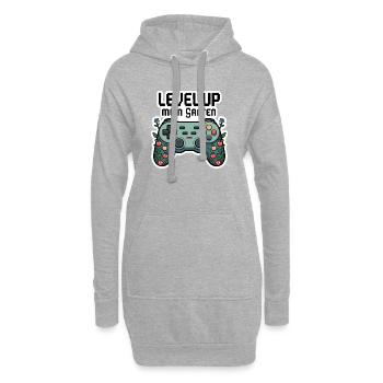 Level Up Garten-Controller Design - Hoodie-Kleid - Grau meliert - Vorne