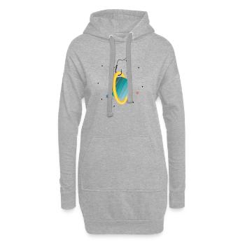 Planète accrochée (2/3) - Sweat-shirt à capuche long Femme - gris chiné - Devant