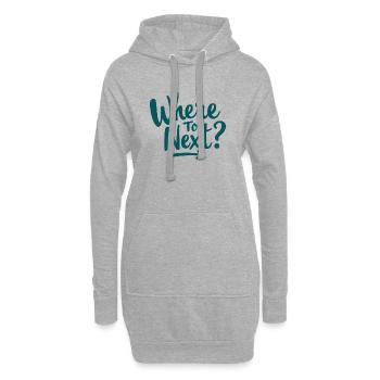 Où aller ensuite avec un t-shirt de voyage lettré à la main - Sweat-shirt à capuche long Femme - gris chiné - Devant