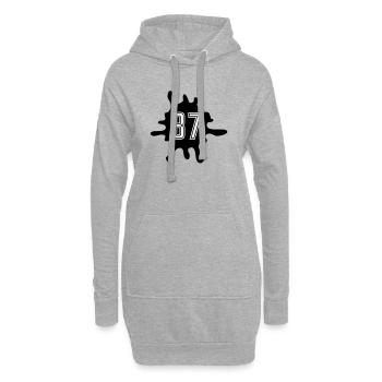 Klecks 87 Zahl - Hoodie-Kleid - Grau meliert - Vorne