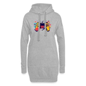 Farbiger Spielcontroller Gaming Popkunst Motiv - Hoodie-Kleid - Grau meliert - Vorne