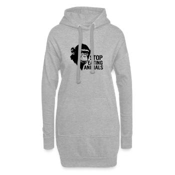 Les chimpanzés arrêtent de manger des animaux - Sweat-shirt à capuche long Femme - gris chiné - Devant