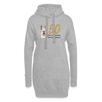 50 Geburtstag – Kurz erschrocken, dann gefeiert - Hoodie-Kleid - Grau meliert - Vorne