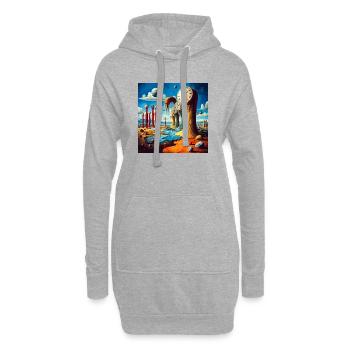 Paysage Surreel des Cloches Fondantes - Sweat-shirt à capuche long Femme - gris chiné - Devant