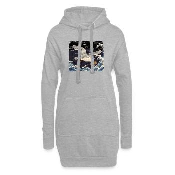 Möwen stiehlt Sandwich Lustig - Hoodie-Kleid - Grau meliert - Vorne