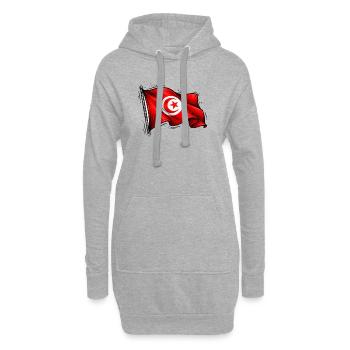 Tunesische Flagge  - Hoodie-Kleid - Grau meliert - Vorne
