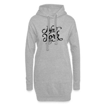 New York City - Black Vintage Script - Sweat-shirt à capuche long Femme - gris chiné - Devant