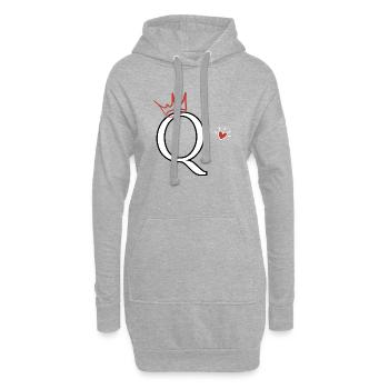 Buchstabe Q Kronenherz - Hoodie-Kleid - Grau meliert - Vorne