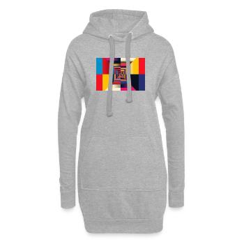 Geometrischer Tunnel-Regenbogen - Hoodie-Kleid - Grau meliert - Vorne