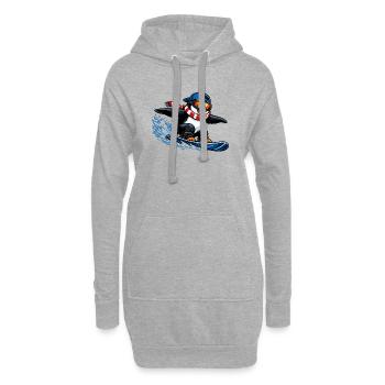 Pinguin Boarder Wintersport - Hoodie-Kleid - Grau meliert - Vorne