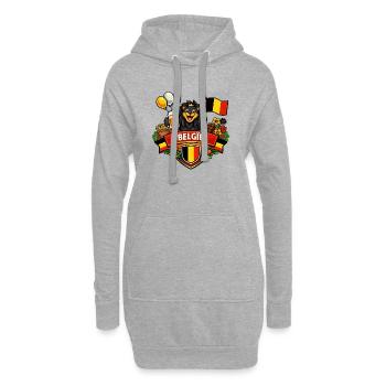 Logo joyeux belge - Sweat-shirt à capuche long Femme - gris chiné - Devant