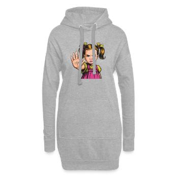 Arrêtez ! Dessin animé de la Fille en colère - Sweat-shirt à capuche long Femme - gris chiné - Devant