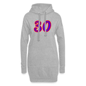 30. 30 ANS. 30e ANNIVERSAIRE. ANNIVERSAIRE 30 ANS. - Sweat-shirt à capuche long Femme - gris chiné - Devant