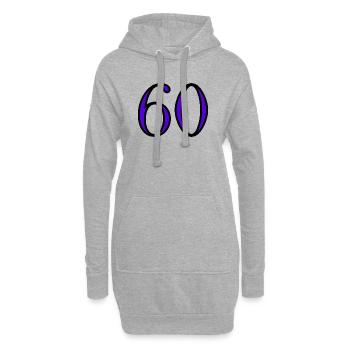 60. 60 ANS. 60e ANNIVERSAIRE. ANNIVERSAIRE 60 ANS. - Sweat-shirt à capuche long Femme - gris chiné - Devant