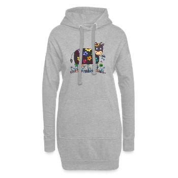 Vache - Sweat-shirt à capuche long Femme - gris chiné - Devant