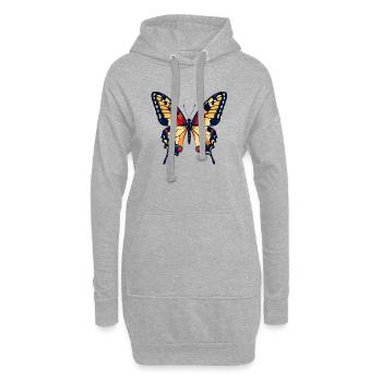 Schöner Bunter Schmetterling Frühling Motiv - Hoodie-Kleid - Grau meliert - Vorne