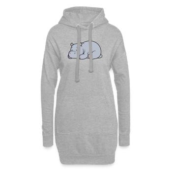 Schlafendes Nilpferd Müde Faul Vektor - Hoodie-Kleid - Grau meliert - Vorne