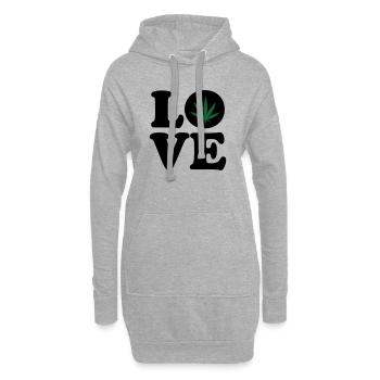 Love weed cannabis  - Sweat-shirt à capuche long Femme - gris chiné - Devant