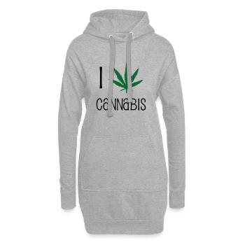 J'aime le cannabis - Sweat-shirt à capuche long Femme - gris chiné - Devant