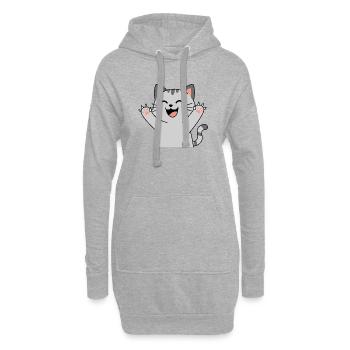 Happy Cat Paws Cheers (Pointed Claws) - Hoodie Dress - heather grey - Front