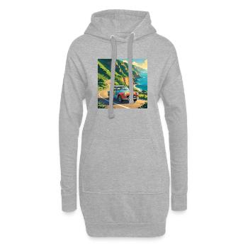 Voyages côtiers vintage - Sweat-shirt à capuche long Femme - gris chiné - Devant