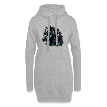Pferd - Hoodie-Kleid - Grau meliert - Vorne