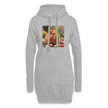 Rêve de hamster fleuri - Sweat-shirt à capuche long Femme - gris chiné - Devant