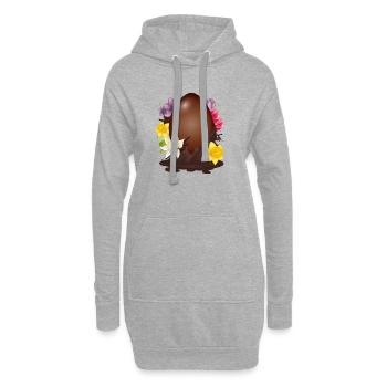 Œuf de Pâques en chocolat avec fleurs et vanille - Sweat-shirt à capuche long Femme - gris chiné - Devant