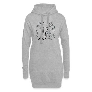 Seamless_pattern_with_roses - Sweat-shirt à capuche long Femme - gris chiné - Devant