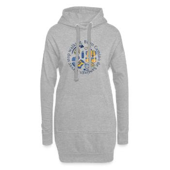 Buen Camino hört nie auf, in Blau und Gelb zu gehen. - Hoodie-Kleid - Grau meliert - Vorne