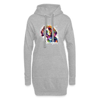 Hund Tier Kunst - Hoodie-Kleid - Grau meliert - Vorne