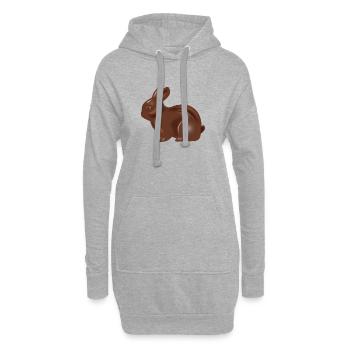 Klassischer Schokoladen-Osterhasen Motiv - Hoodie-Kleid - Grau meliert - Vorne