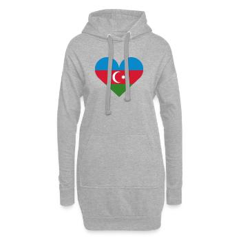 Drapeau du cœur de l’Azerbaïdjan - Sweat-shirt à capuche long Femme - gris chiné - Devant