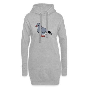 Cartoontaube Grau mit Orangenfüßen - Hoodie-Kleid - Grau meliert - Vorne
